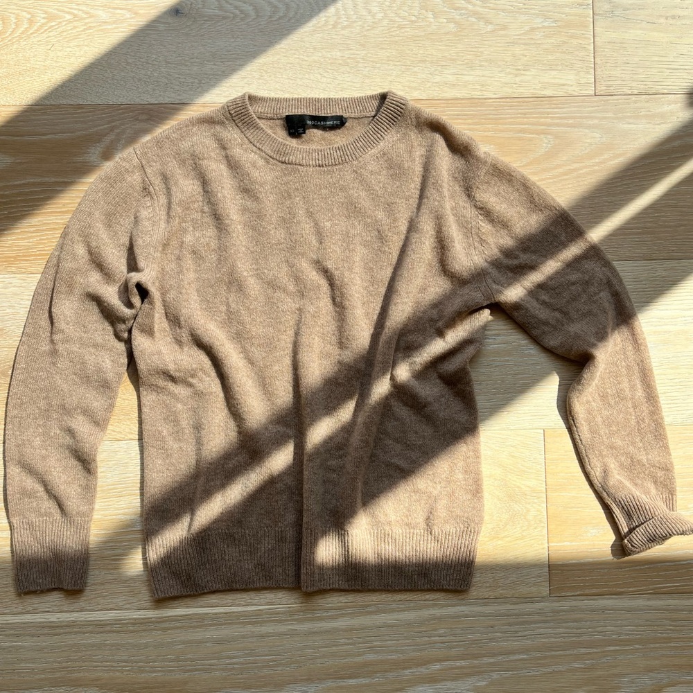 360 Cashmere Cher Crew Neck Sweater Caramel Size XS